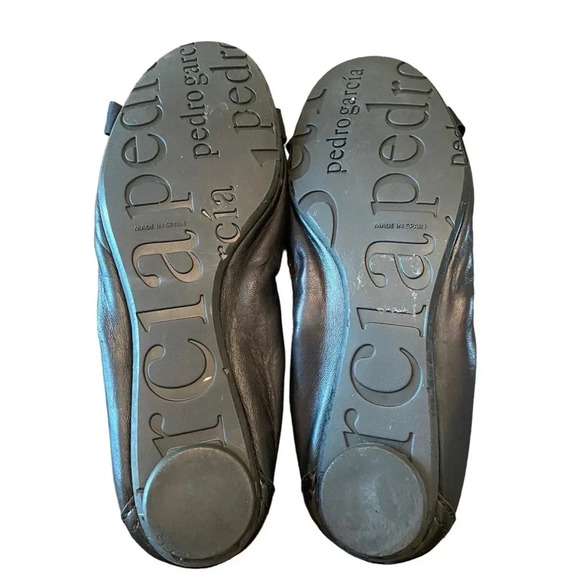 Pedro Garcia Black And Gold Ballet Leather Flats - Picture 4 of 8